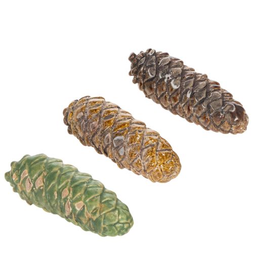 Keraamiset käpyjä, pöytäkoriste, syksy, 14 cm, 3 kpl | Floristik24.fi