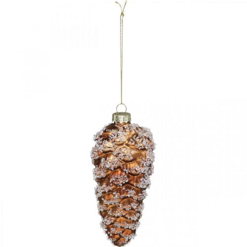 Floristik24 Kuusenkuusi lumella, joulukoriste, joulukuusenkoriste Ruskea H13cm Ø6cm Aito lasi 3kpl.