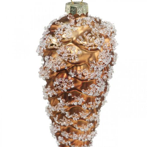 Floristik24 Kuusenkuusi lumella, joulukoriste, joulukuusenkoriste Ruskea H13cm Ø6cm Aito lasi 3kpl.
