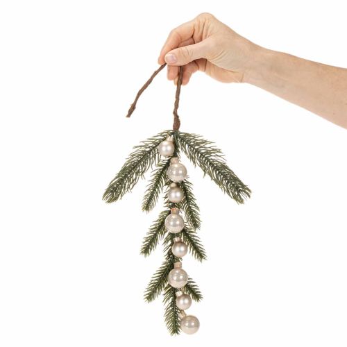 Tekokuusenoksa ja valkoiset minikuusenpallot, 46 cm, 2 kpl | Floristik24.fi