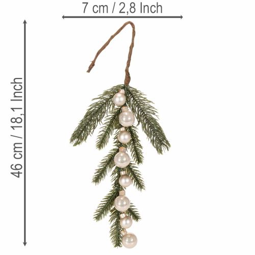 Tekokuusenoksa ja valkoiset minikuusenpallot, 46 cm, 2 kpl | Floristik24.fi
