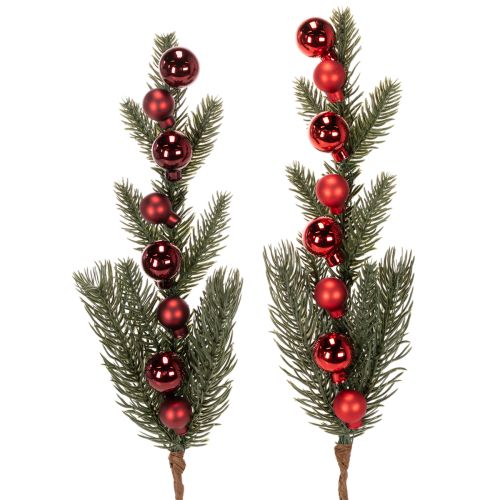 Keinotekoinen kuusenoksa joulupalloilla, 48 cm, 2 kpl ostaa | Floristik24.fi