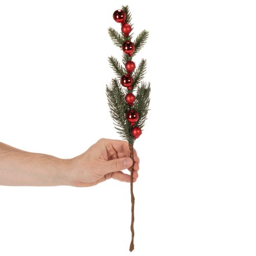 Keinotekoinen kuusenoksa joulupalloilla, 48 cm, 2 kpl | Floristik24.fi