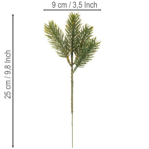 Keinotekoinen vihreä kuusenoksa talvikoristeisiin, 25 cm, 24 kpl | Floristik24.fi