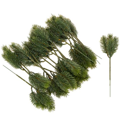 Keinotekoinen vihreä kuusenoksa talvikoristeisiin, 25 cm, 24 kpl | Floristik24.fi