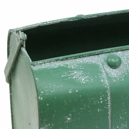 Floristik24 Istutuslaukku kahvalla metalli vihreä, valkoinen pesty H20cm