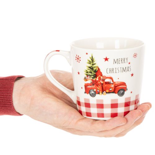 Joulumuki autolla ja joulukuusella, keraamiset mukit, 10 cm, 2 kpl | Floristik24.fi