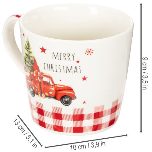 Joulumuki autolla ja joulukuusella, keraamiset mukit, 10 cm, 2 kpl | Floristik24.fi