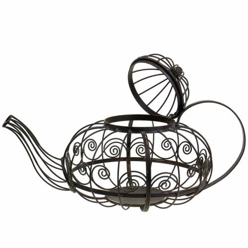 Floristik24 Koristeellinen teekannu istutuskone metalli tummanruskea Ø28cm K24cm
