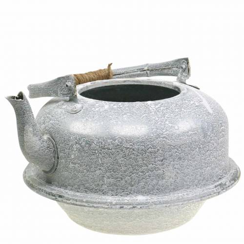 Istutuskoneen teekannu sinkkiharmaa, valkoinen pesty Ø26cm H15cm