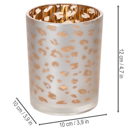 Lasinen tuikkukuppi leopardikuviolla, 12 cm | Floristik24.fi