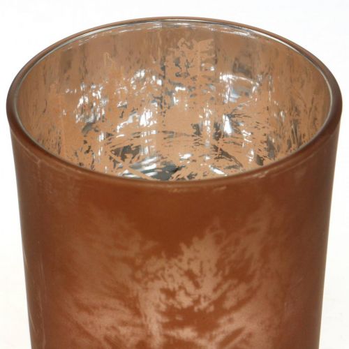 Floristik24 Lasilyhty, kynttilälasi lehtikuviolla, syksykoristeet Ø8cm K9cm 2kpl