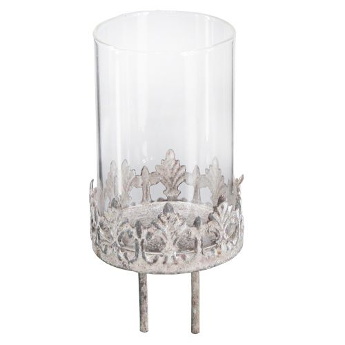 Floristik24 Kynttilänjalka kiinnitettäväksi kynttilälasilla harmaa Ø5,5cm 4kpl