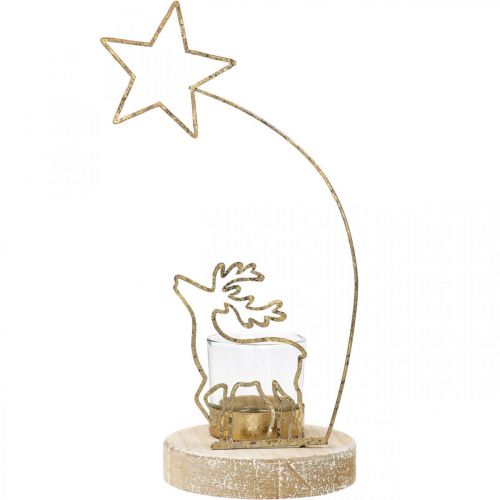 kohteita Teekynttilänpidike Poro ja joulutähti Metalli Ø10cm H24cm