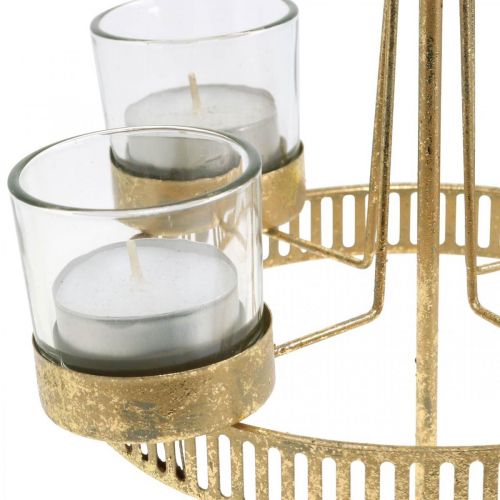 Floristik24 Kynttilänjalka neljä lasia Star Christmas Gold Ø20cm K38,5cm