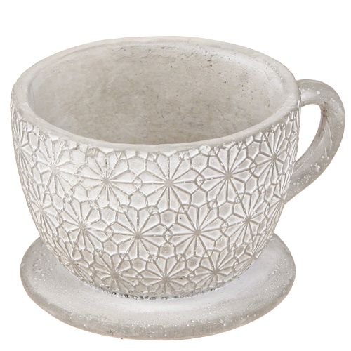 Floristik24 Teekuppi koristeellinen keraaminen valkoinen pesty 12×10×8cm 3 kpl