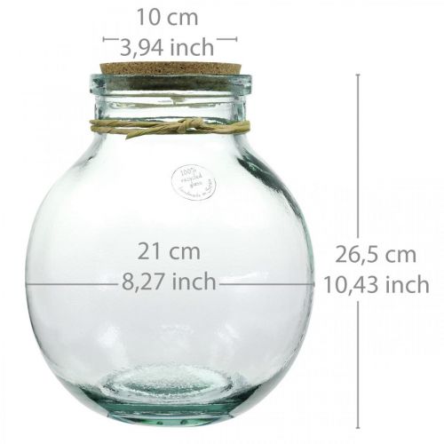 Floristik24 Pullo puutarhasetin lasi korkkikansi ja työkalut Ø21cm H25cm