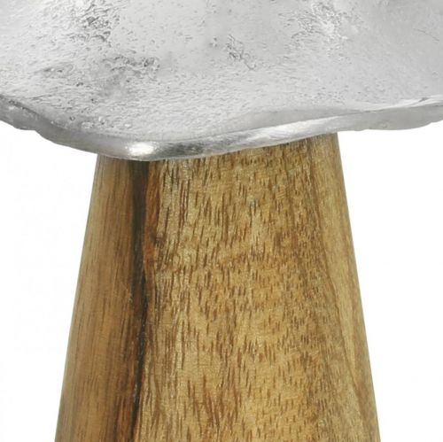 Pöytäkoristeet deco sieni metalli puu hopea puinen sieni H10cm