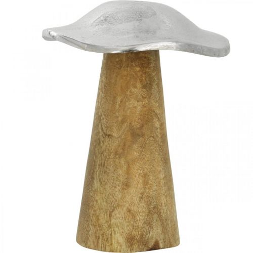 kohteita Pöytäkoristeet deco sieni metalli puu hopea puinen sieni H14cm