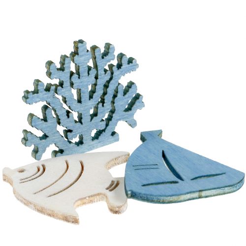 Floristik24 Pöytäkoristelu kala, koralli, vene vaaleansini-valkoinen 72 kpl