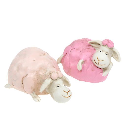 Floristik24 Pöytäkoriste lammas vaaleanpunainen, vaaleanpunainen 5,5 cm - 7 cm 3 kpl