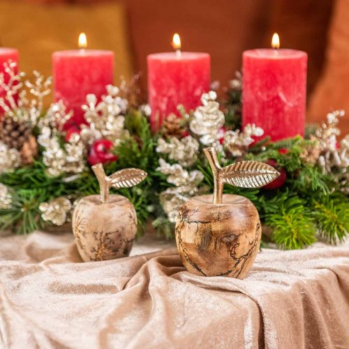 Floristik24 Pöytäkoristelu puuomena Puukoriste deco-omena H13,5cm Ø8cm 2kpl