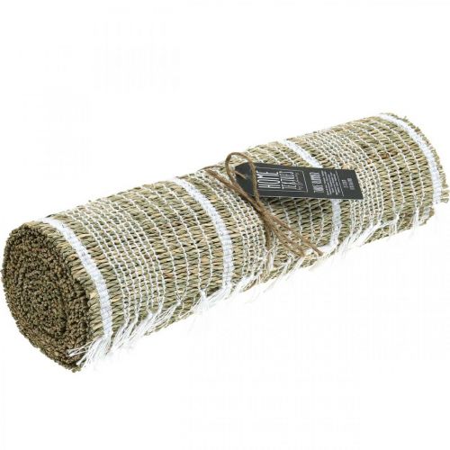 Floristik24 Pöytälista meriruoho luonnollinen, valkoinen pöytäkoristeet kesä 35×220cm