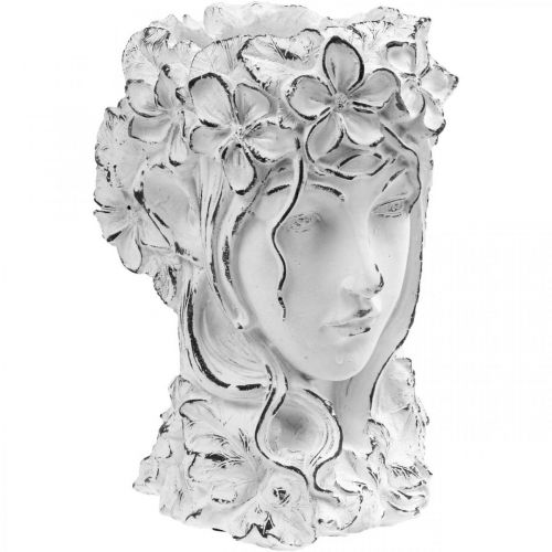 Floristik24 Istutuskone Betoni Istutuskone Shabby Chic Naisen pää, valkoinen K34cm