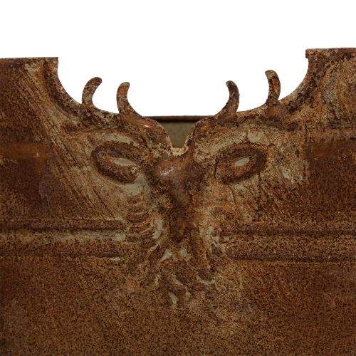 Soikea metallikulho kahvoilla, peurakuvio, ruosteenvärinen viimeistely, 36 cm | Floristik24.fi