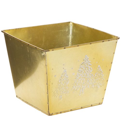 Metallinen istutusruukku kimaltelevalla kuusiaiheella, 18 cm