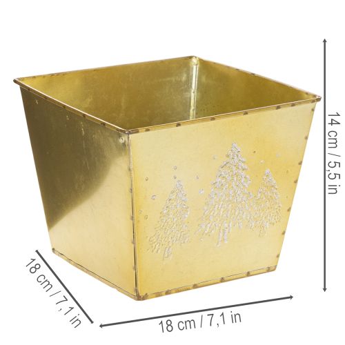 Metallinen istutusruukku kimaltelevalla kuusiaiheella, 18 cm | Floristik24.fi