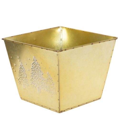 Metallinen istutusruukku kimaltelevalla kuusiaiheella, 18 cm | Floristik24.fi