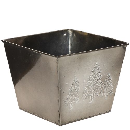 Neliönmuotoinen metallinen istutusruukku kuusiaiheella, 18 cm