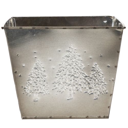 Neliönmuotoinen metallinen istutusruukku kuusiaiheella, 18 cm | Floristik24.fi