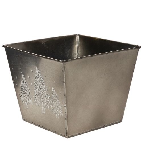 Neliönmuotoinen metallinen istutusruukku kuusiaiheella, 18 cm | Floristik24.fi