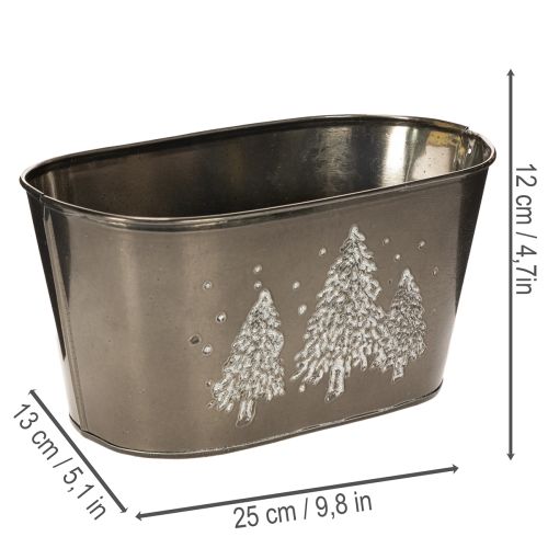 Soikea istutusruukku kohokuvioidulla kuusikuviolla, 25 cm | Floristik24.fi