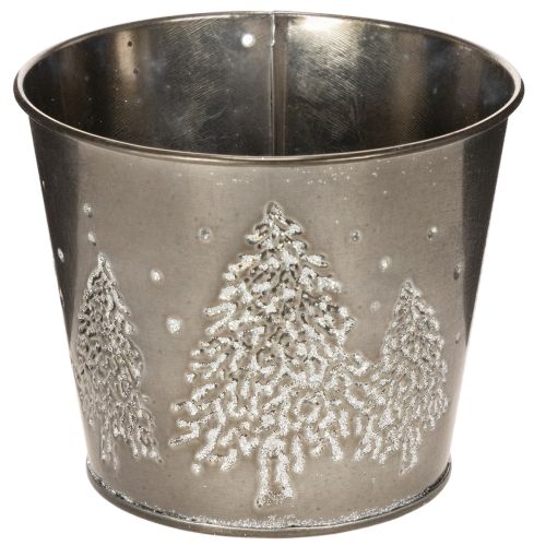 Metallinen istutusruukku kimaltelevilla kuusilla, 13 cm