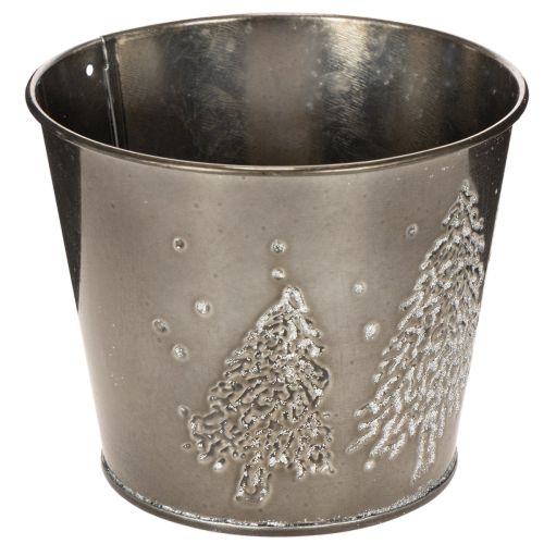 Metallinen istutusruukku kimaltelevilla kuusilla, 13 cm | Floristik24.fi
