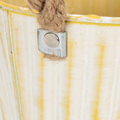 kohteita Metallinen ruukku, kevätkoriste, istutuslaatikko kahvoilla, keltainen, shabby chic, Ø18cm, K17.5cm