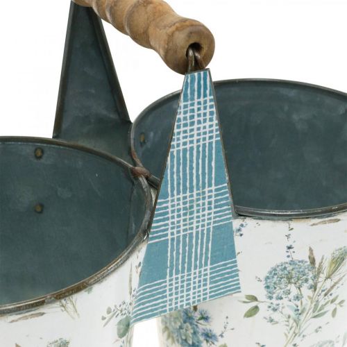 Floristik24 Kaksinkertainen kukkaruukku kesäkoristelu metallinen istutuskone kahvalla vintage lookilla Ø11,5cm