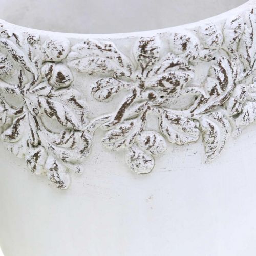 Floristik24 Keraaminen ruukku, Kukkaruukku tammikoristeella, Kasviruukku vihreä/valkoinen/harmaa Ø13cm K11,5cm 3 kpl:n setti