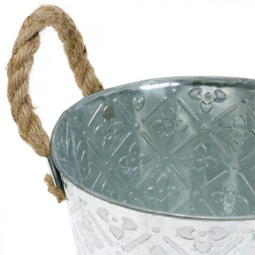kohteita Metallinen ruukku istutusta varten, kukkaruukku kahvoilla, kukkakuvioinen istutusastia Ø18cm