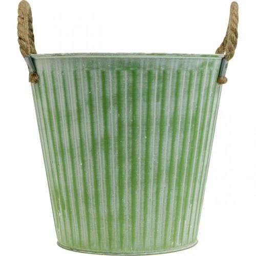 kohteita Istutusämpäri, metalliruukku kahvoilla, koristekasvi istutukseen pinkki/vihreä/keltainen shabby chic Ø12cm H10cm 3 kpl setti
