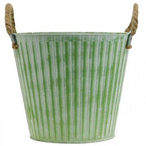 kohteita Koristeruukku, metallinen ämpäri istutukseen, istutuskone kahvoilla, pinkki/vihreä/keltainen shabby chic Ø14,5cm H13cm 3 kpl setti