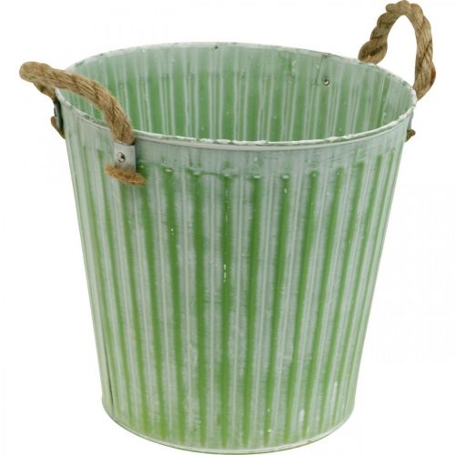kohteita Koristeruukku, metallinen ämpäri istutukseen, istutuskone kahvoilla, pinkki/vihreä/keltainen shabby chic Ø14,5cm H13cm 3 kpl setti