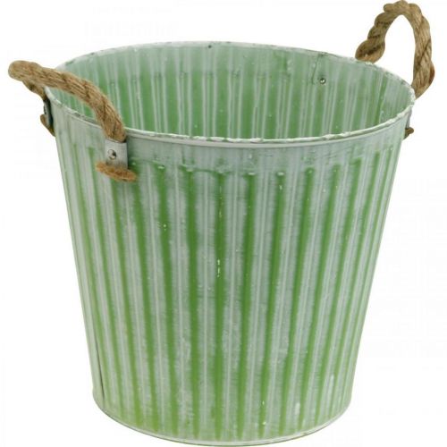 kohteita Kauha istutukseen, istutuskone kahvoilla, metallikoristeet pinkki/vihreä/keltainen shabby chic Ø16,5 cm K15 cm 3 kpl setti