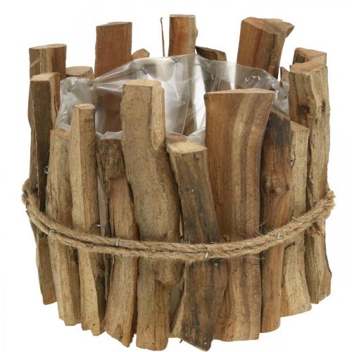 Kukkaruukku puinen rustiikki istutuskone luonnonvarainen K15cm Ø15,5cm