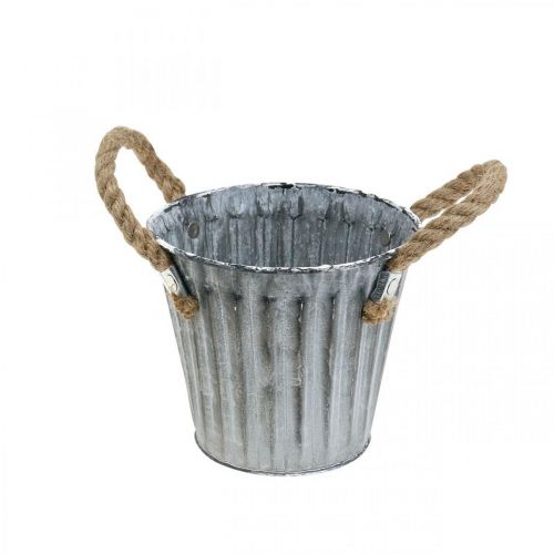 Floristik24 Ruukku kahvoilla, metallisäiliö, kätköruukku antiikkisen ilmeen Ø12cm