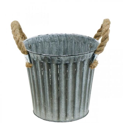 Metalliruukku istutukseen, kätköruukku, kahvallinen kasvikulho Ø18cm