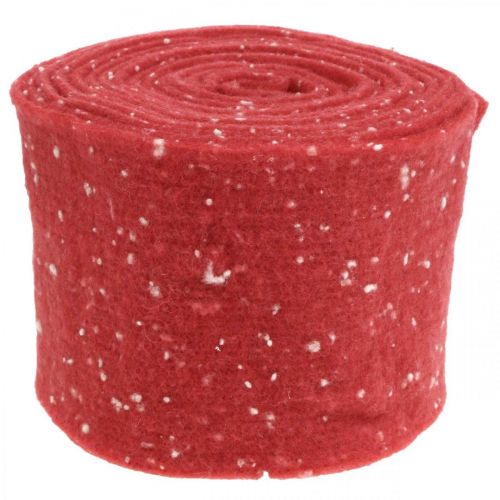 Floristik24 Huopanauha punainen täplillä, koristenauha, potteippi, villahuopa vaaleanpunainen, valkoinen 15cm 5m